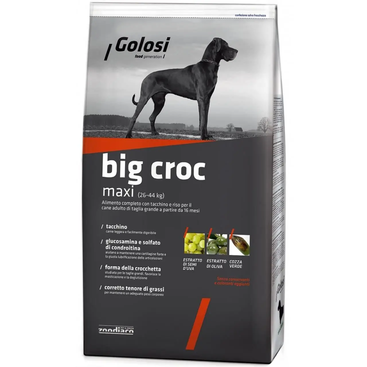 Hrana uscata premium caini, Golosi Dog Big Croc Maxi (26-44 kg), 12 kg