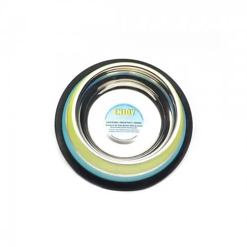 Castron antiderapant inox pentru caini, Enjoy Green Aqua, 0.45 L