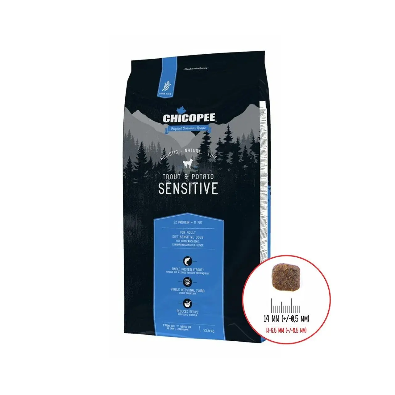 Hrana Uscata Caini, Chicopee Holistic Nature Line, Sensitive, Trout & Potato, 12 kg