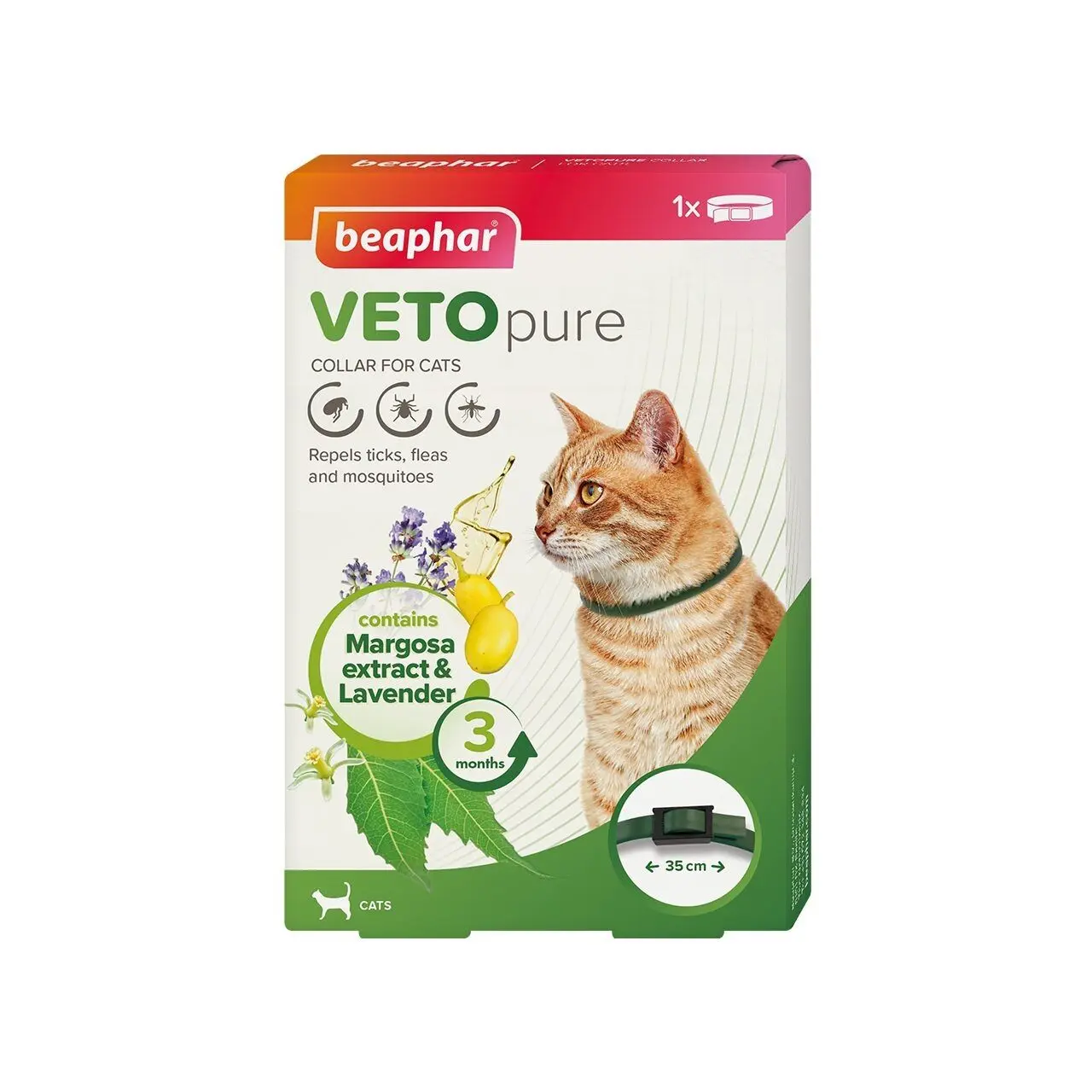 Zgarda Antiparazitara Pisici Veto Pure, Beaphar, 35 cm