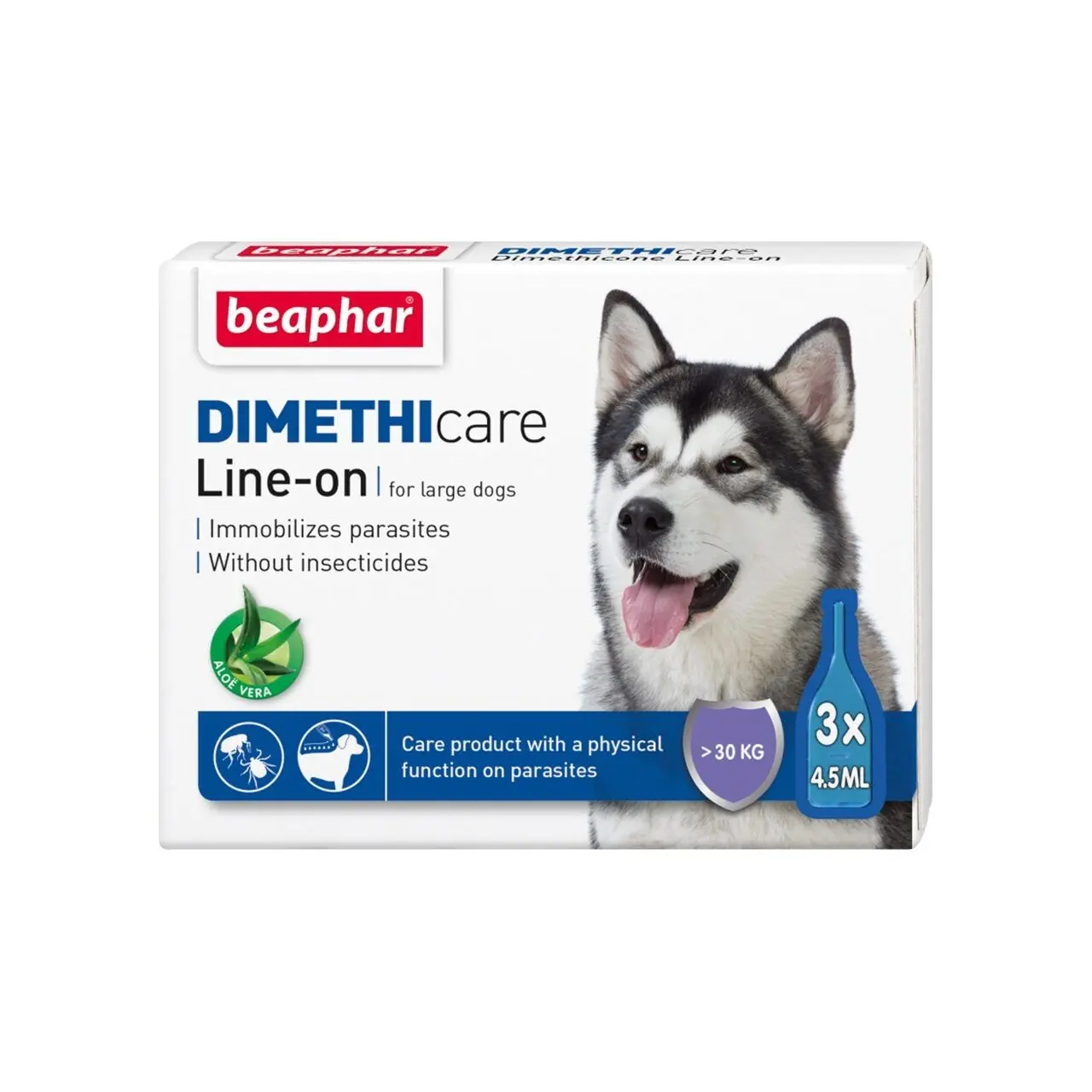 Pipete Antiparazitare Dimethicare Line-On Caini L, Beaphar, 3 pipete x 4.5 ml