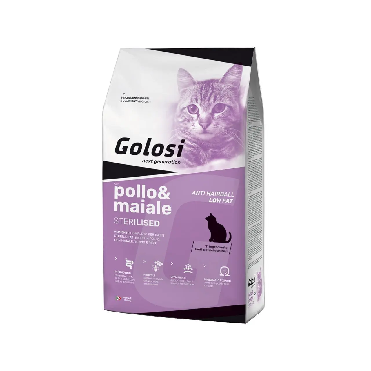 Hrana uscata premium pisici, Golosi Pui & Porc Sterilised Anti Hairball Low Fat, 20 kg