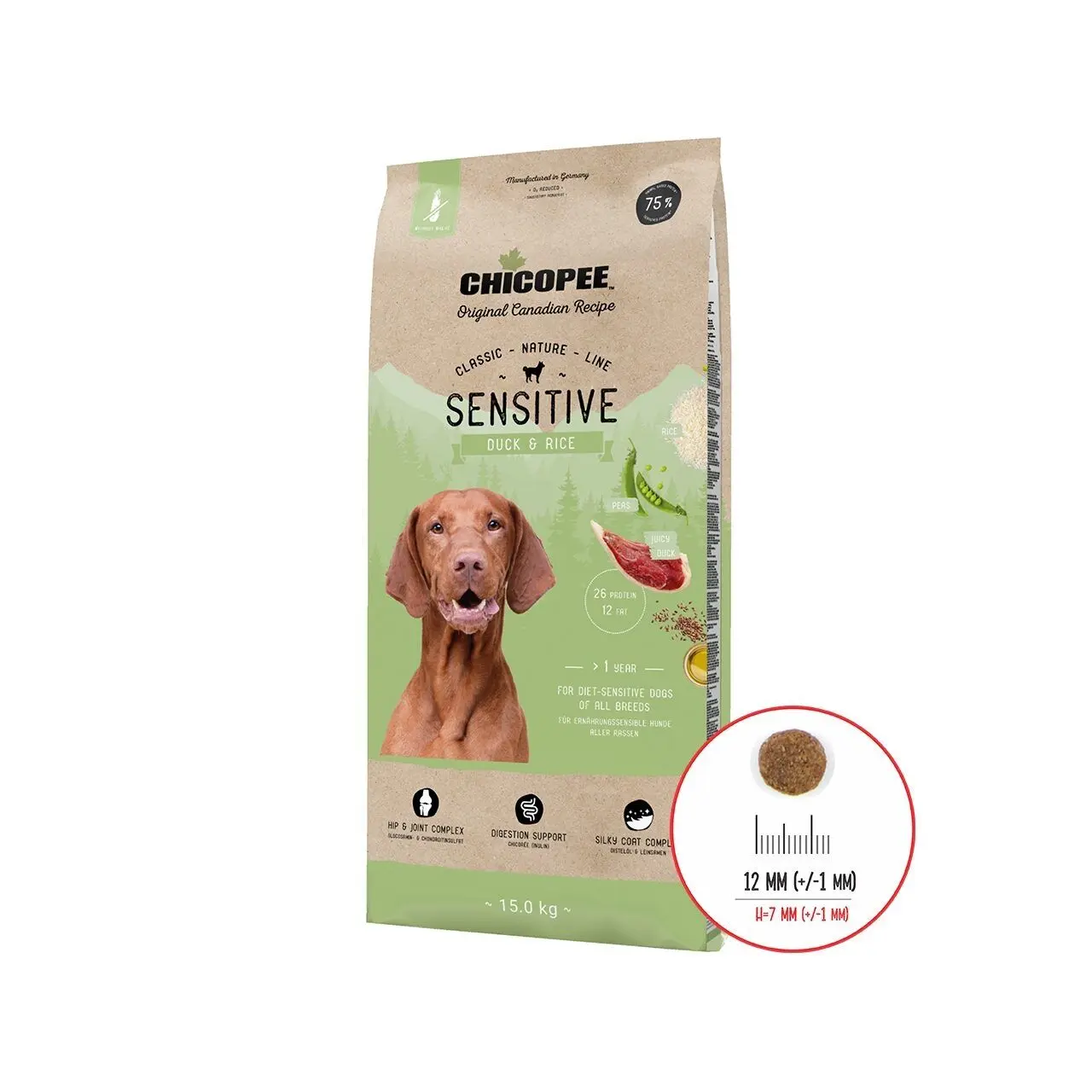 Hrana Uscata Caini, Chicopee Classic Nature Line, Sensitive, Duck & Rice, 15 kg