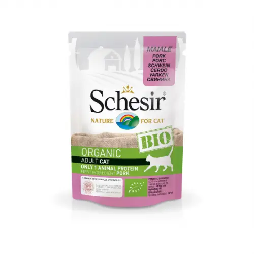 Hrana umeda pisici, Schesir Bio For Cat, Porc, 85 g