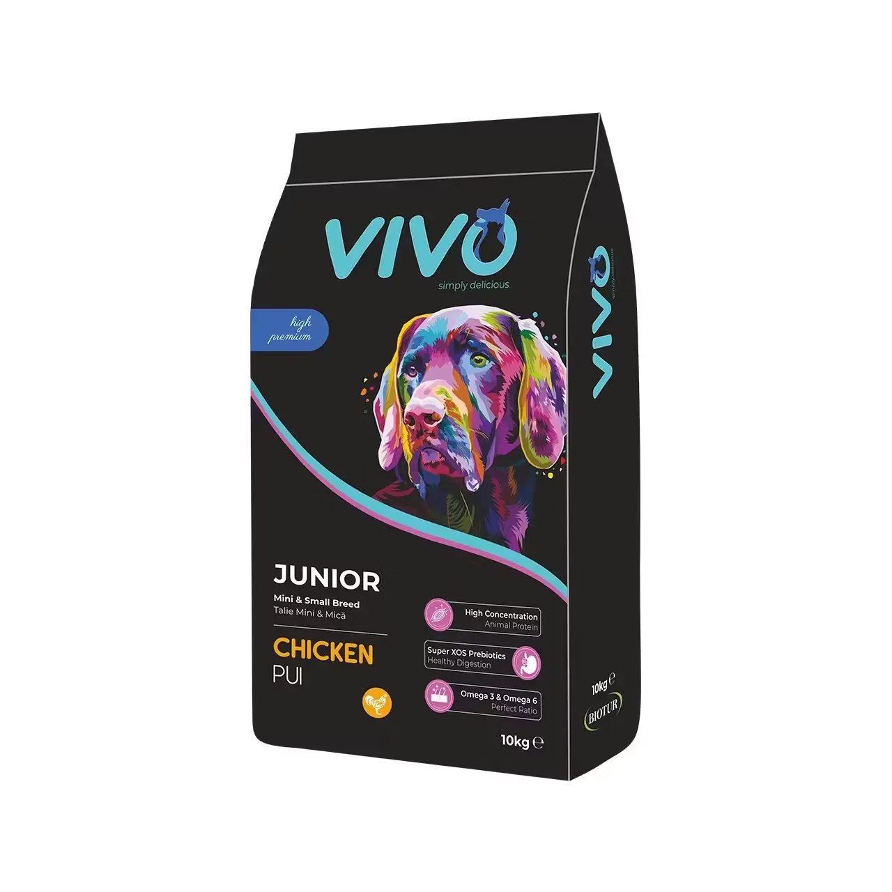Hrana Uscata Super Premium, VIVO, Caini Juniori, Talie Mica & Medie, Pui, 10 kg
