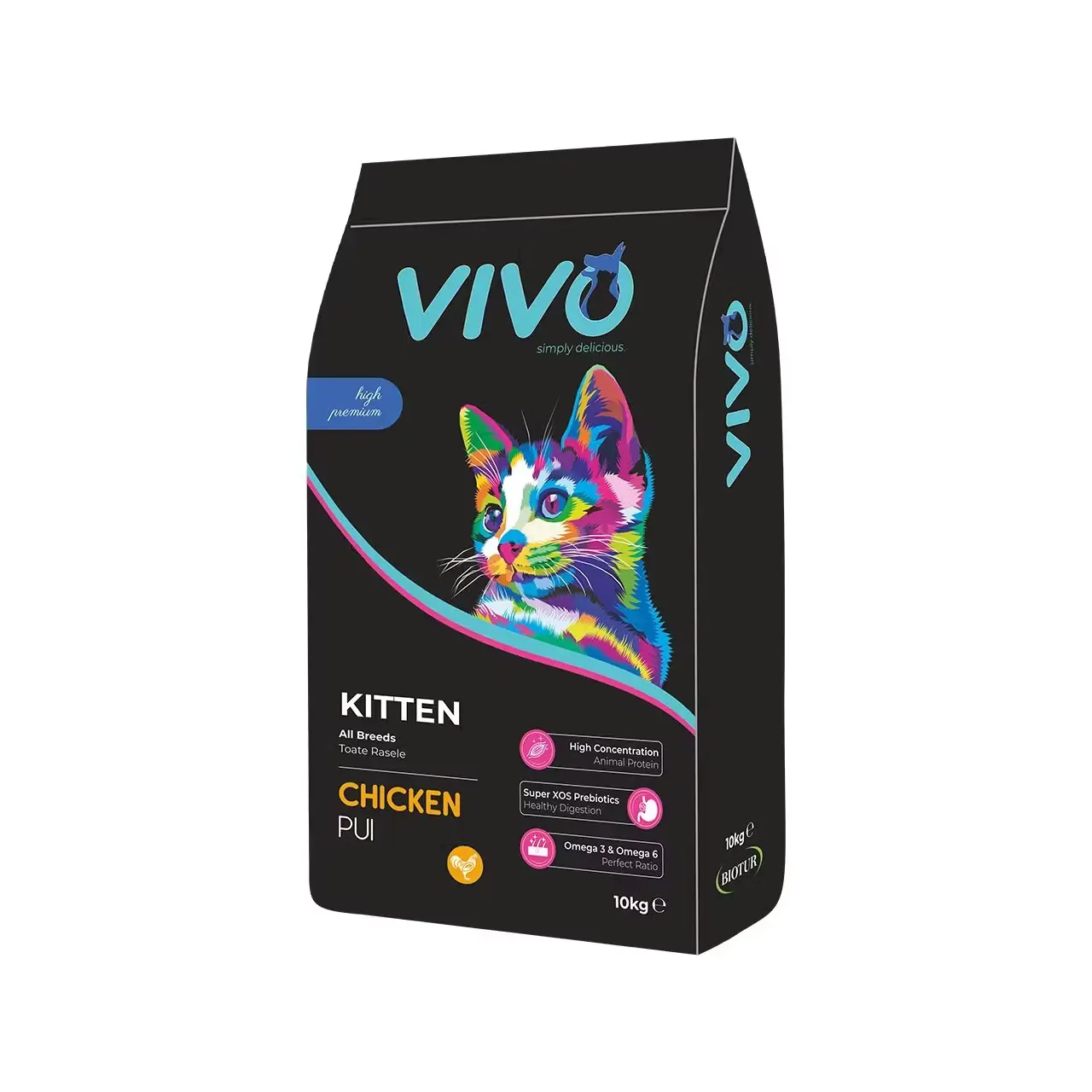 Hrana Uscata Super Premium, VIVO, Pisici Kitten, Pui, 10 kg