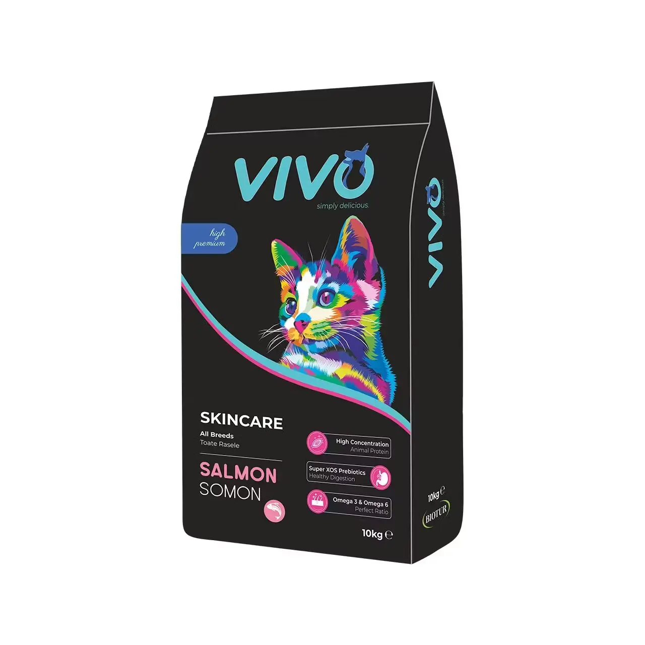 Hrana Uscata Super Premium, VIVO, Pisici Adulte Skincare, Somon, 10 kg