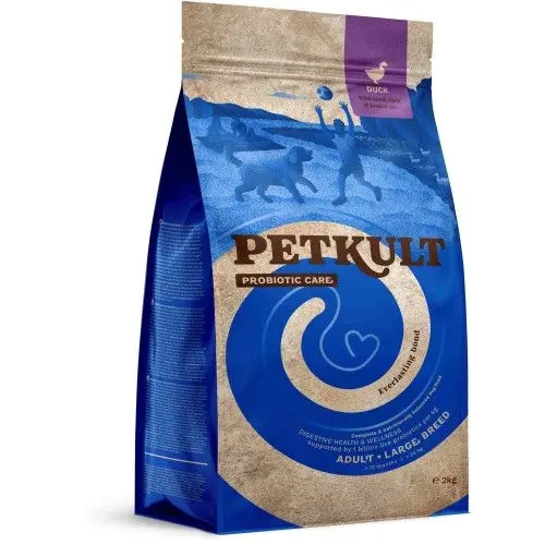Hrana uscata caini, Petkult Probiotic Care Adult, talie mare, rata, 2 kg
