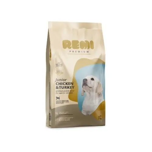 Hrana Uscata Caini, Remi Premium Junior Medium-Large Breed cu Pui si Curcan, 3 kg