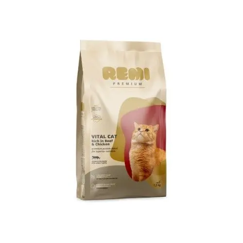 Hrana Uscata Pisici, Remi Premium Adult Vital cu Vita, 1.5 kg