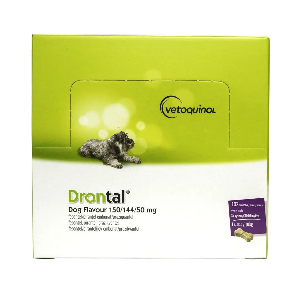 Drontal Dog Flavour, antiparazitar intern pentru caini, 102 tablete