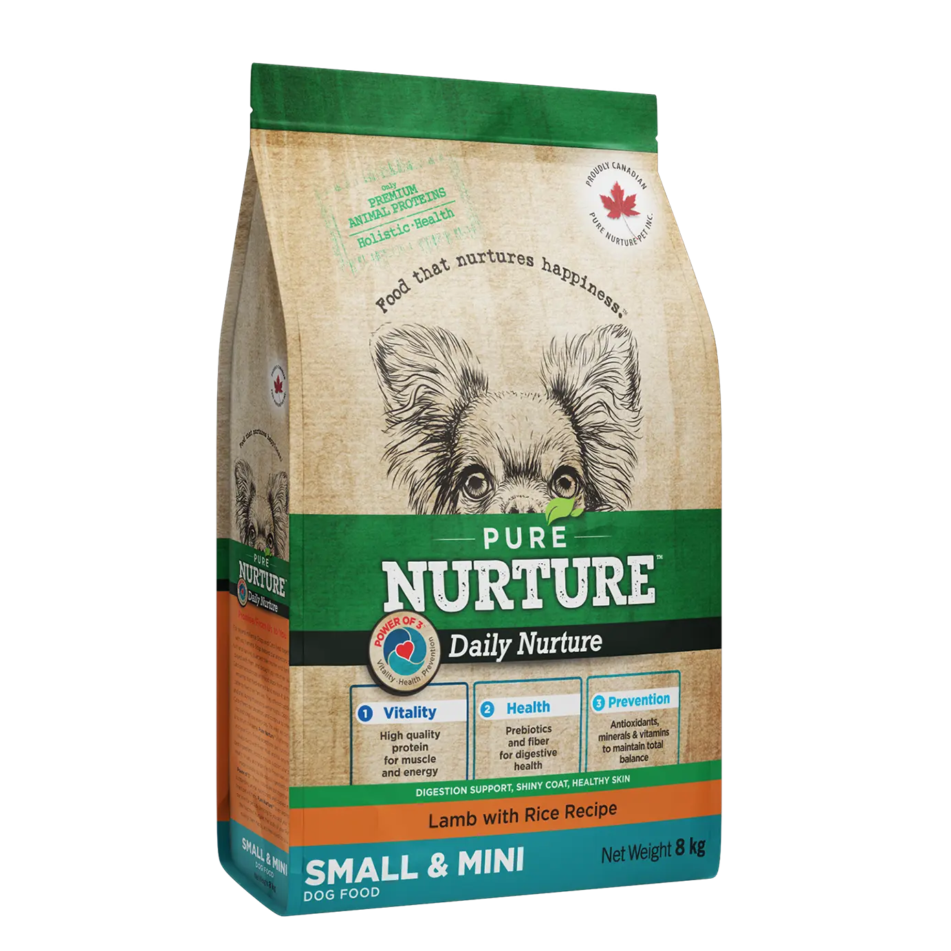 Hrana caini de talie mica si mini Pure Nurture, cu miel si orez, 8 kg