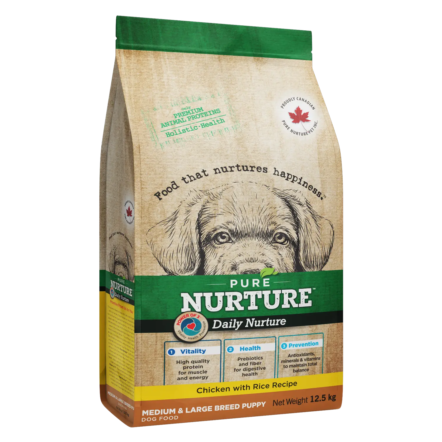 Hrana catei de talie medie si mare Pure Nurture Puppy, cu pui si orez, 12.5 kg