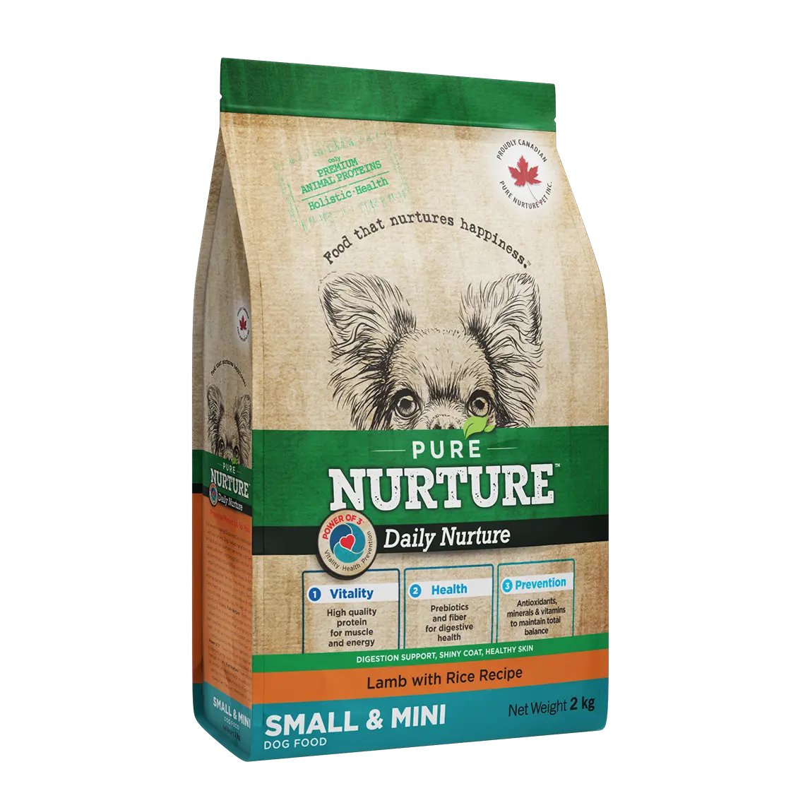 Hrana caini de talie mica si mini Pure Nurture, cu miel si orez, 2 kg