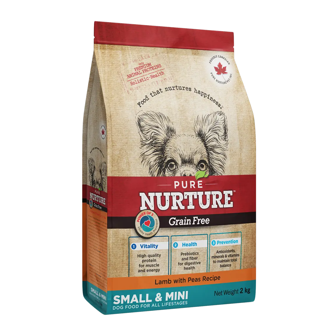Hrana caini de talie mica si mini Pure Nurture Grainfree, cu miel si mazare, 2 kg