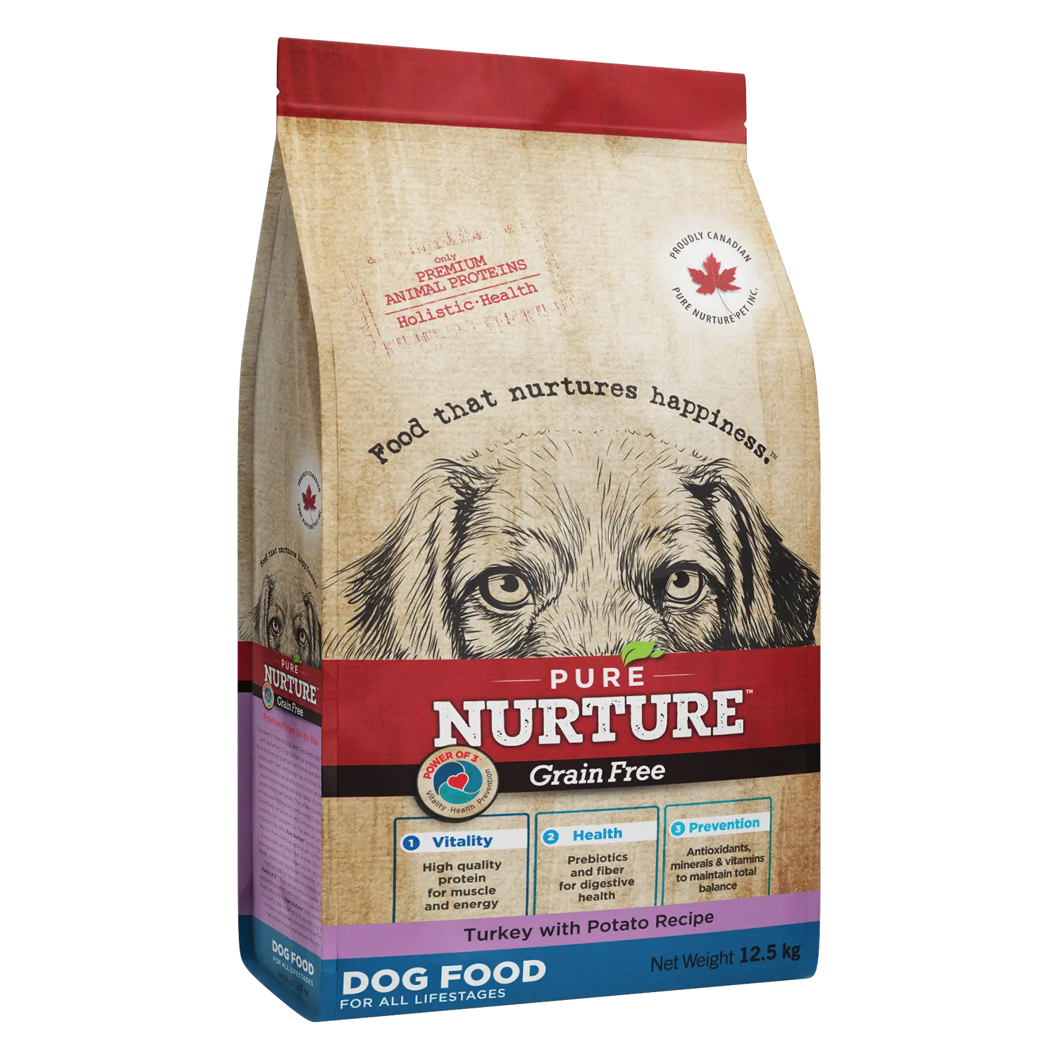 Hrana caini de toate varstele Pure Nurture Grainfree, cu cartofi si curcan, 12.5 kg