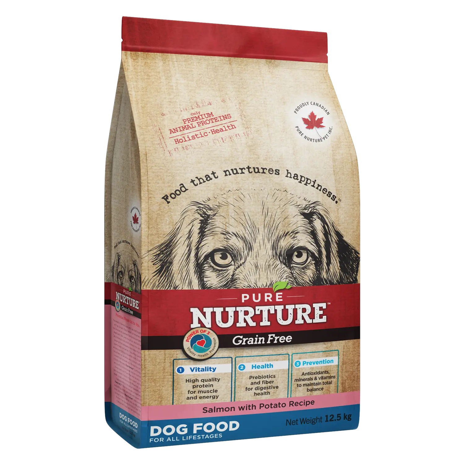 Hrana caini de toate varstele Pure Nurture Grainfree, cu somon si cartofi, 12.5 kg