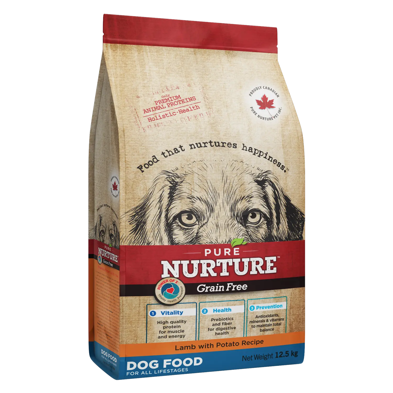Hrana caini de toate rasele si varstele Pure Nurture Grainfree, cu miel si cartofi, 12.5 kg