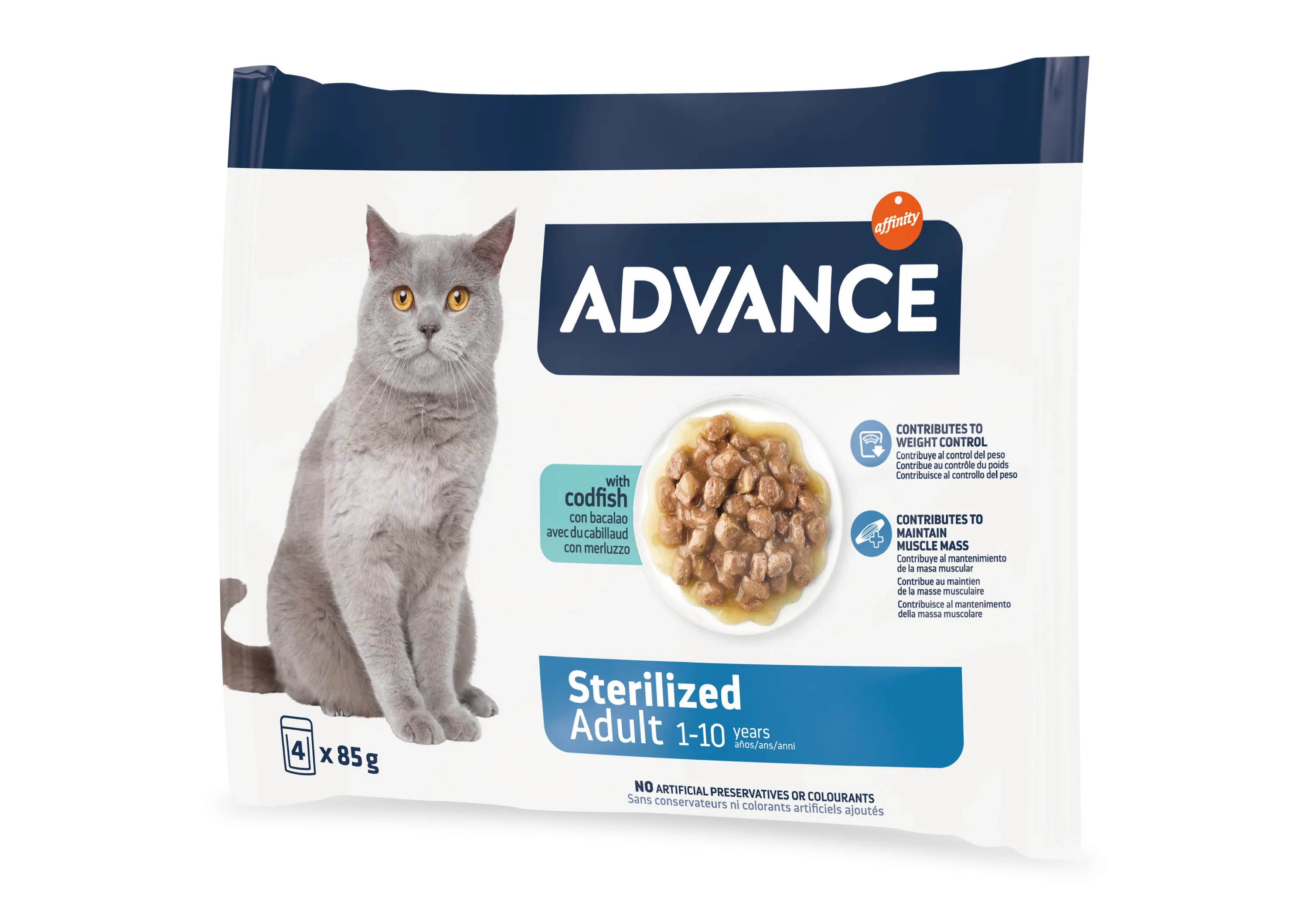 Advance Cat Wet Sterilized Cod Multipack, 4x85 g