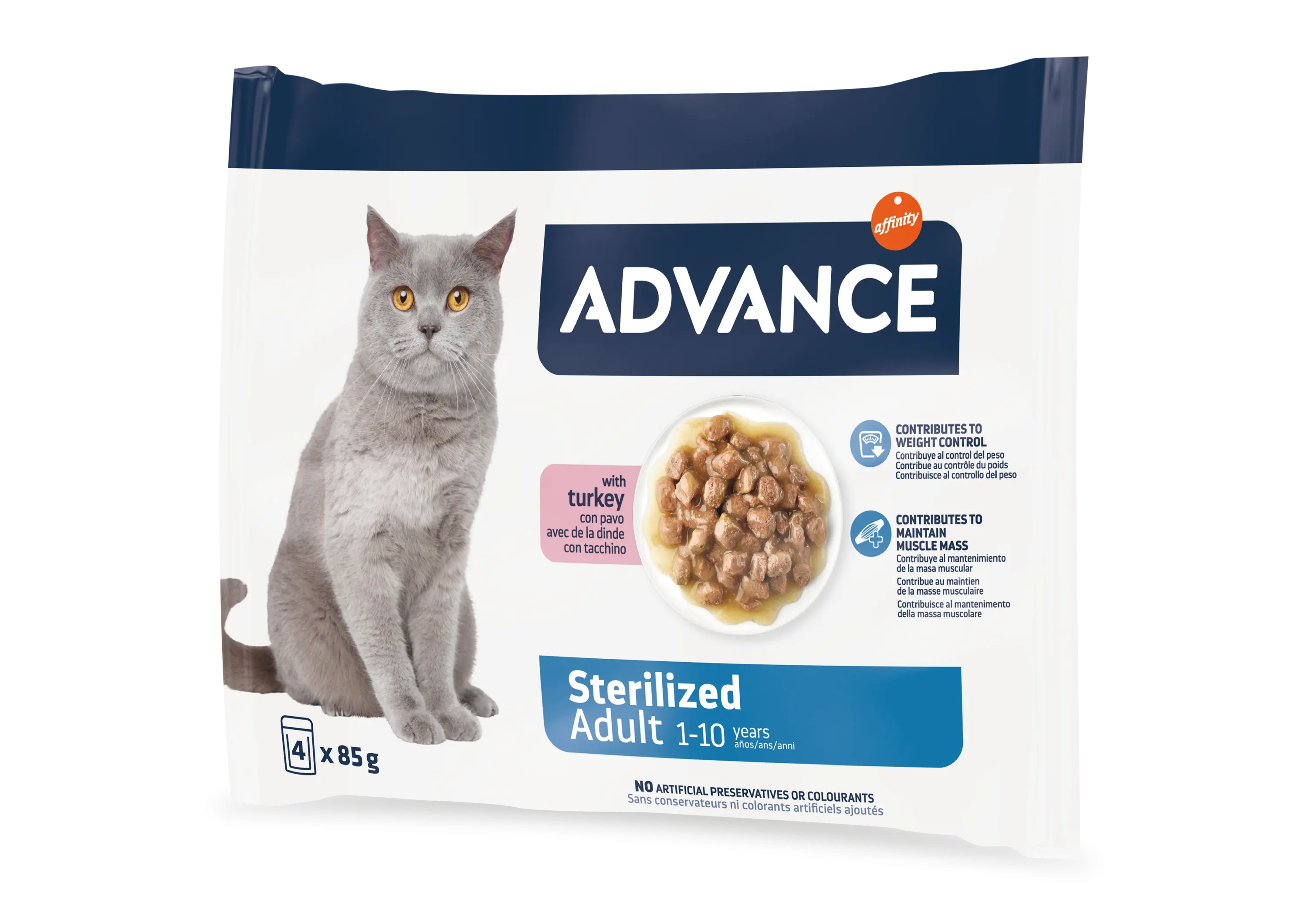 Advance Cat Wet Sterilized Curcan Multipack, 4x85 g