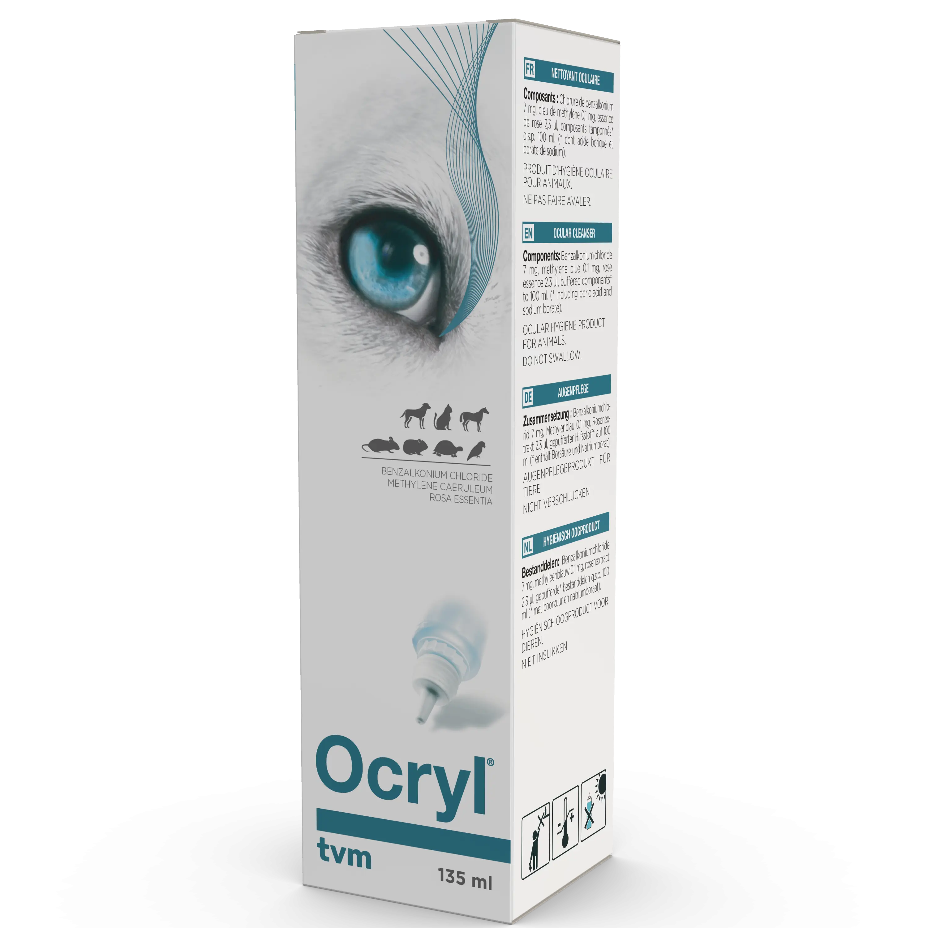 Solutie oftalmica sterila pentru curatare, Caini & Pisici, Ocryl, 135 ml