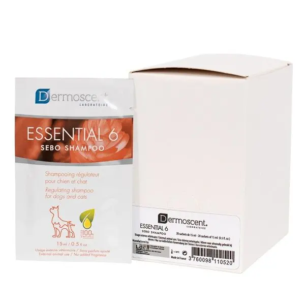 Refill Dermoscent Essential 6 Sebo Shampoo for Dogs and Cats, 15 ml x 20
