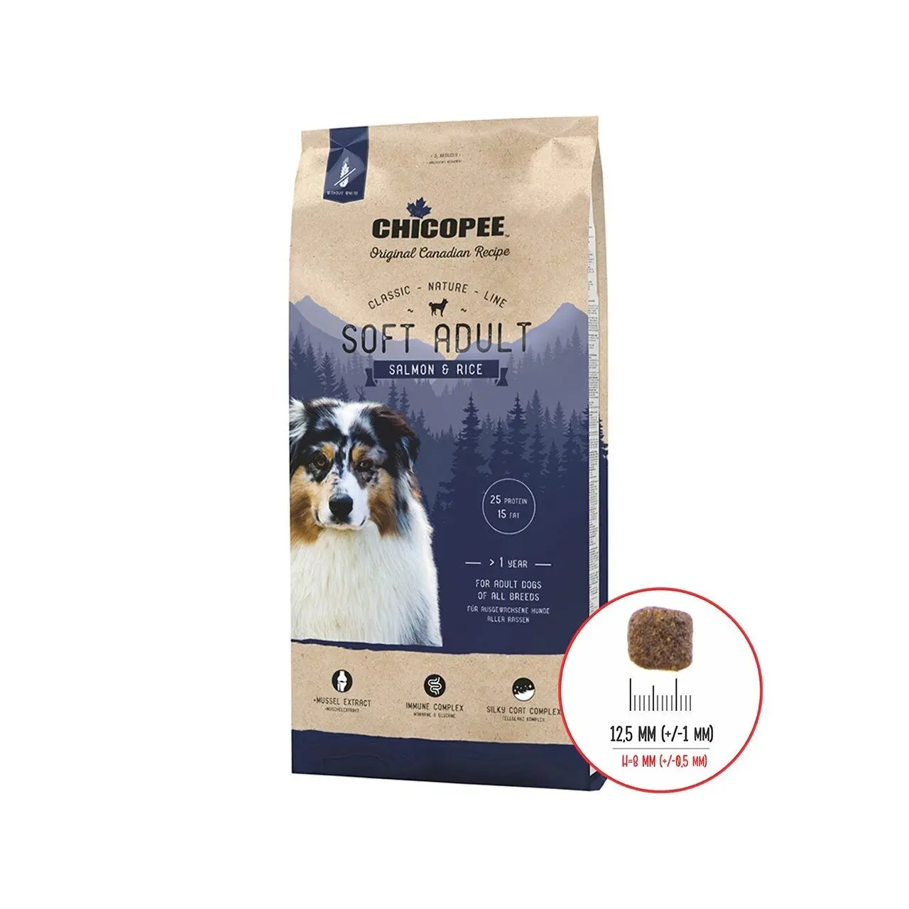 Hrana Uscata Caini, Chicopee Classic Nature Line, Soft Adult, Salmon & Rice, 2 kg