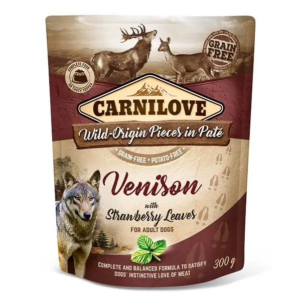 Carnilove Dog Pouch Pate Venison with Strawberry Leaves, 300 g