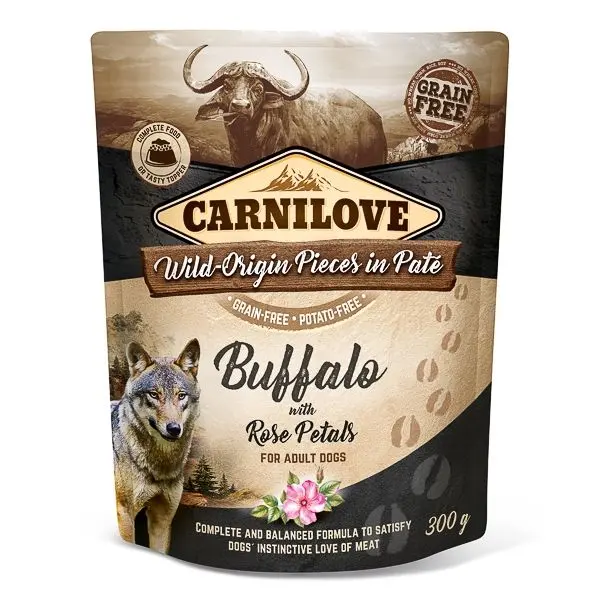 Carnilove Dog Pouch Pate Buffalo with Rose Petals, 300 g