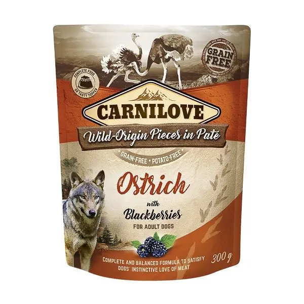 Carnilove Dog Pouch Pate Ostrich with Blackberries, 300 g