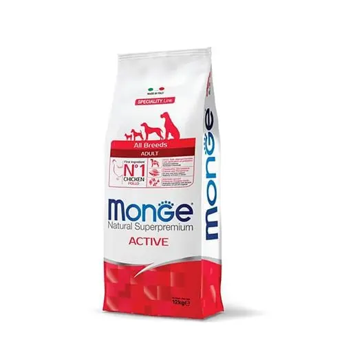 Hrana uscata caini, Monge Natural Superpremium All Breeds Adult Active, Pui, 12 kg