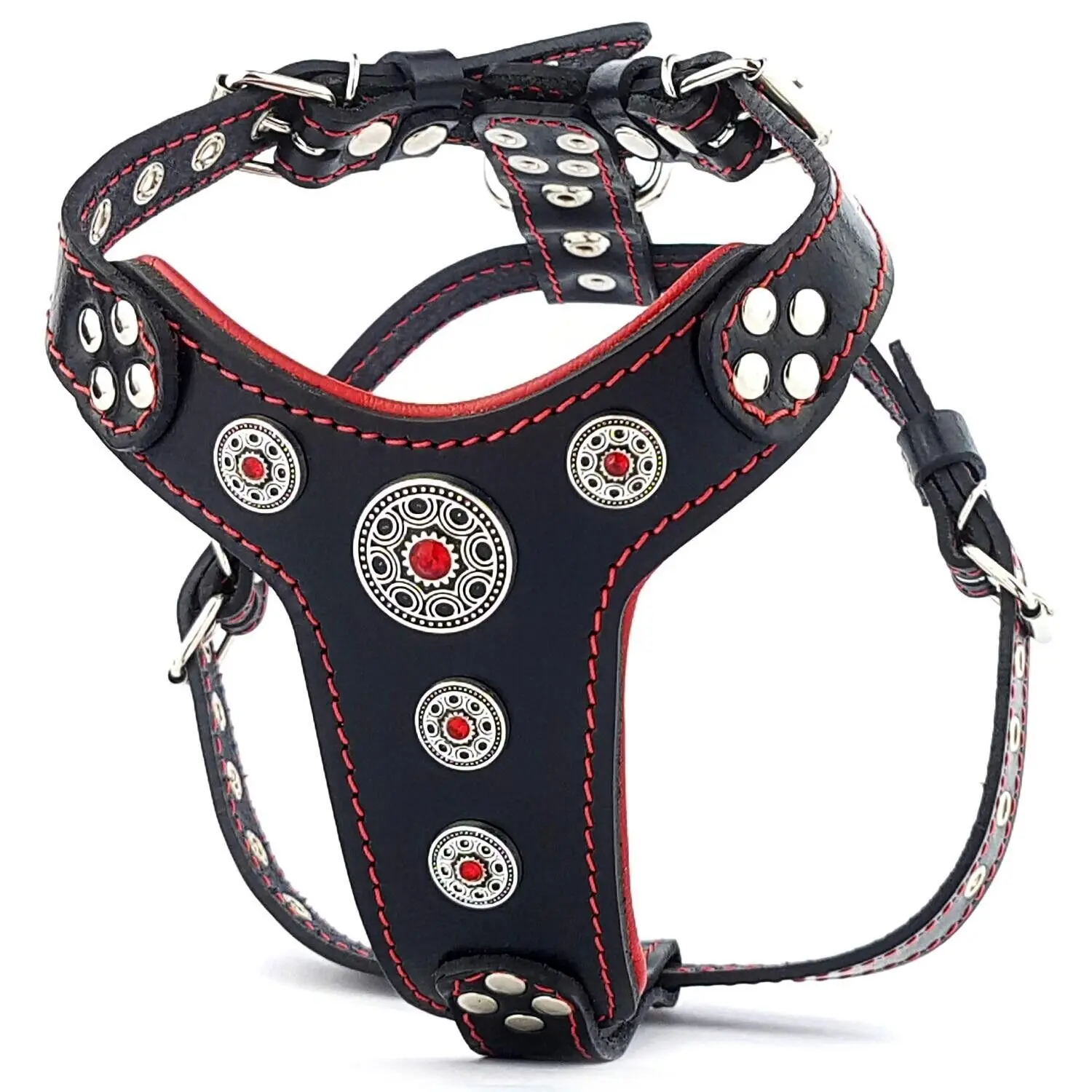 Bestia Ham Bijou, Piele Naturala, S: 40-73 cm, Negru/ Rosu