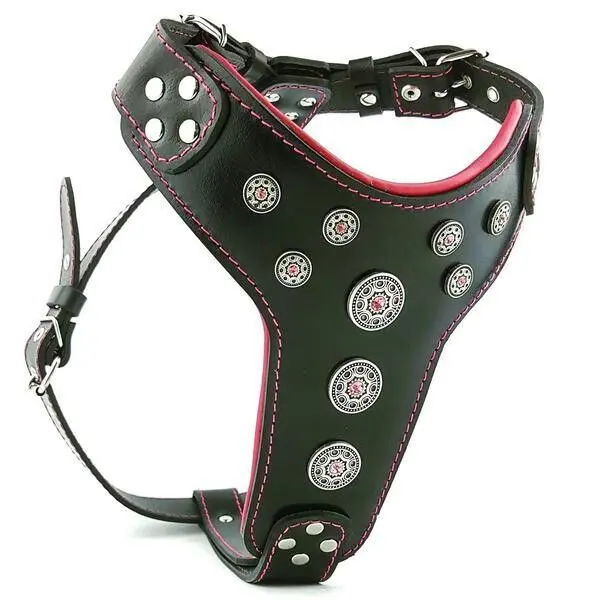 Bestia Ham Bijou, Piele Naturala, M: 50-75 cm, Negru/ Rosu