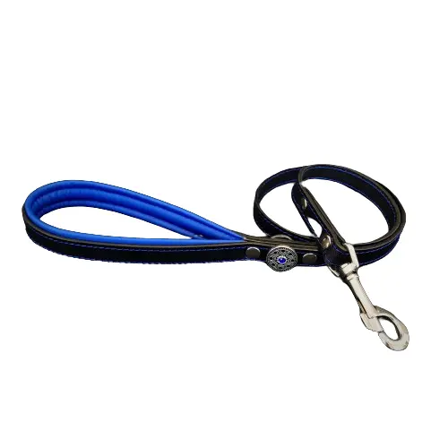 Bestia Lesa Bijou, Piele Naturala, 110 cm/2 cm, Negru/ Albastru