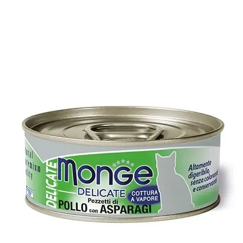 Hrana umeda pisici, Monge Delicate, Pui & Sparanghel, 80 g