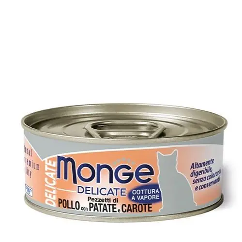 Hrana umeda pisici, Monge Delicate, Pui, Cartofi & Morcov, 80 g