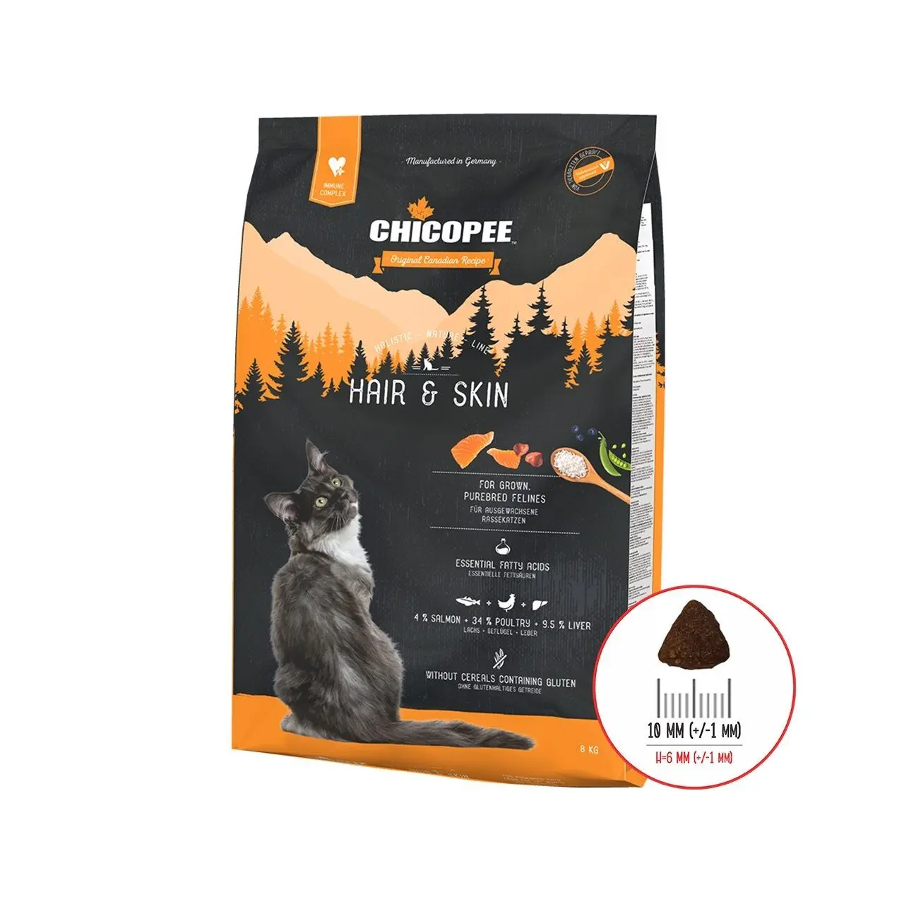 Hrana Uscata Pisici, Chicopee Holistic Nature Line, Hair & Skin, 8 kg