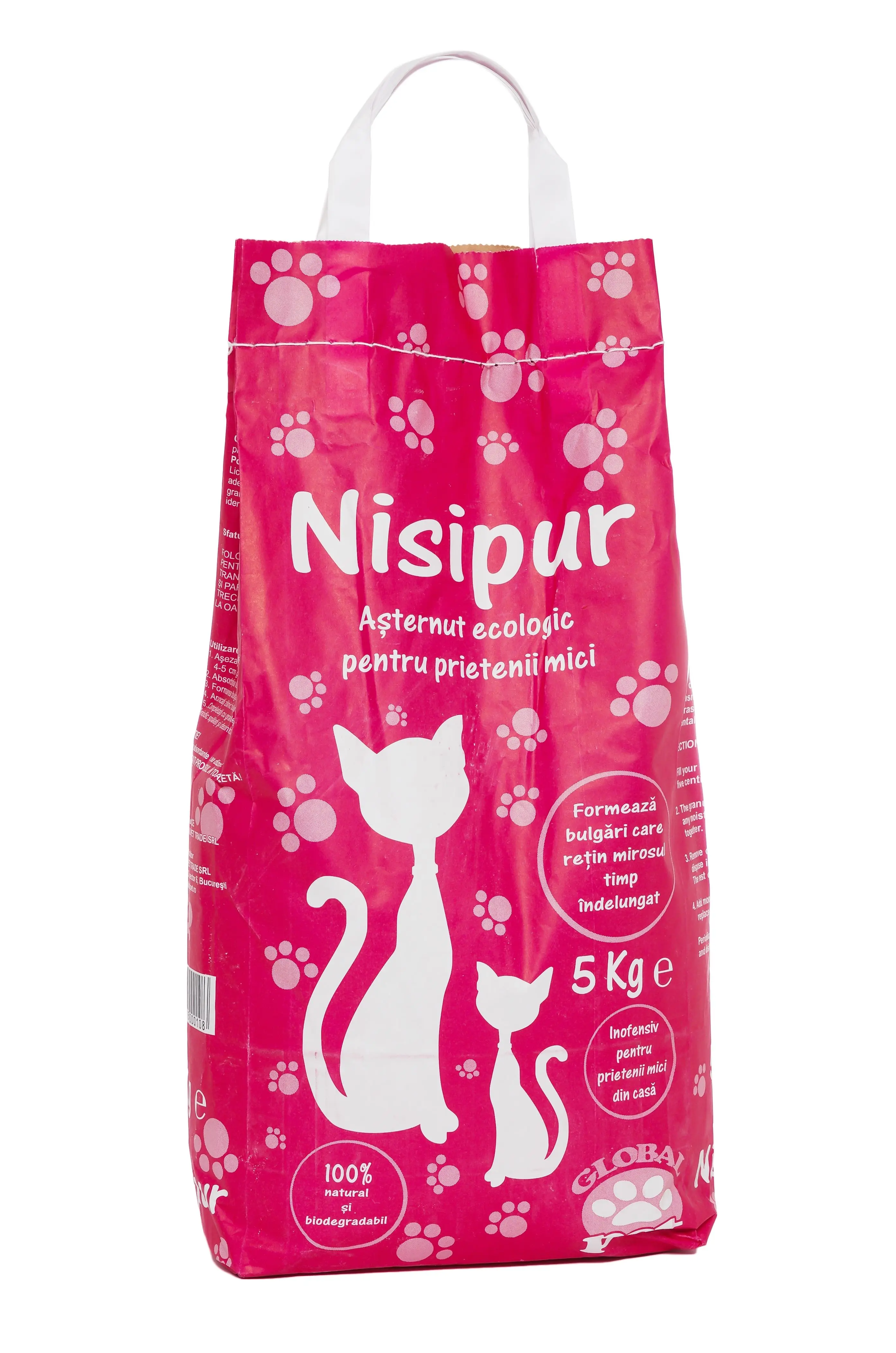 Asternut igienic natural, nisip pentru pisici, Nisipur, bentonita, 5 kg