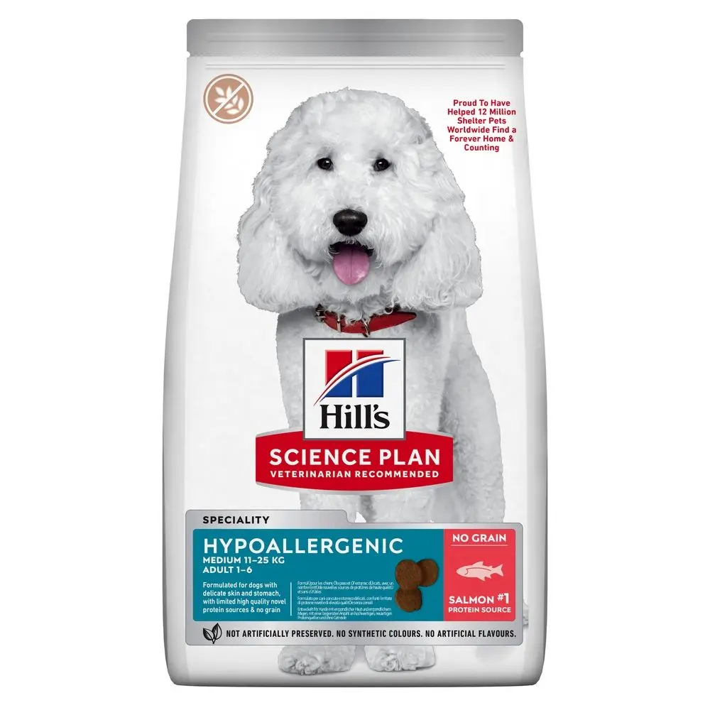 Hrana uscata caini, Hill's Science Plan Canine Hypoallergenic Medium Adult Salmon, 2.5 kg
