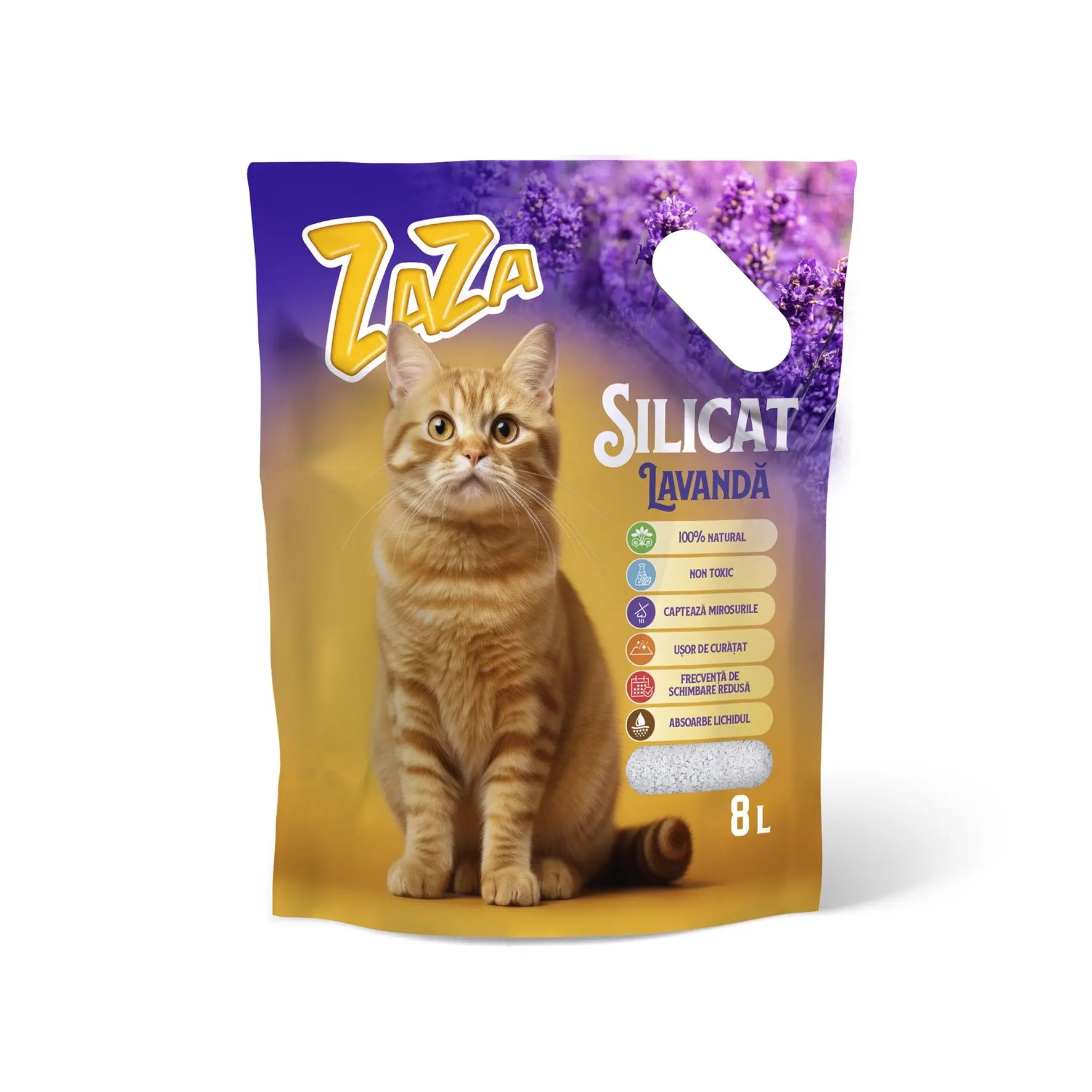 Silicat pentru litiera, Zaza, Lavanda, 8 L