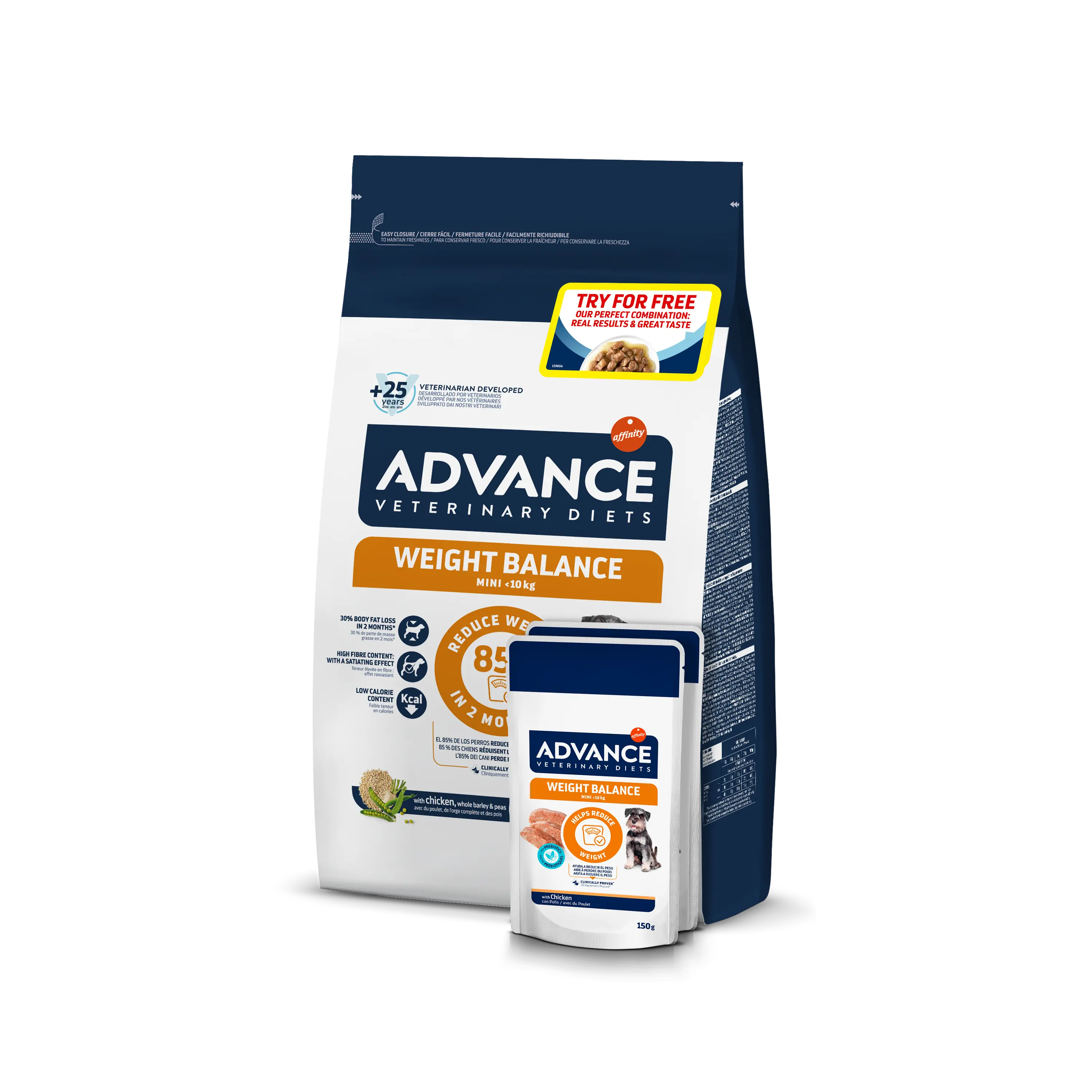 Advance Veterinary Diets Dog Weight Balance Mini, 1.5 kg + 2x Advance Veterinary Diets Dog Weight Balance, 150 g