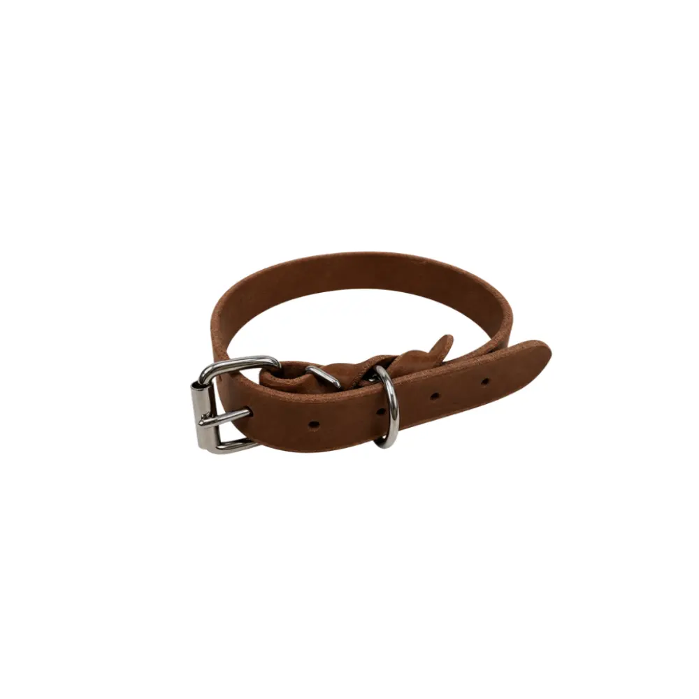 Zgarda din piele simpla - Maro - 60 cm
