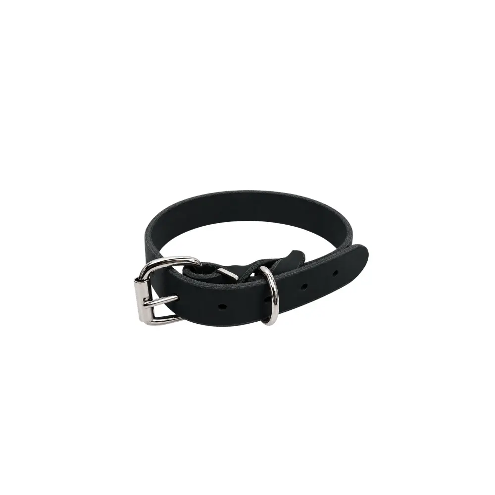 Zgarda din piele simpla - Negru - 45 cm