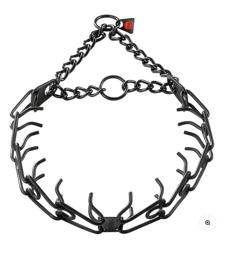 Zgarda dresaj Inox negru 4mm/63cm