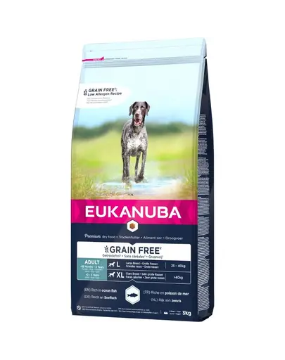 EUKANUBA Grain Free hrana uscata fara cereale pentru caini adulti talie mare 3 kg