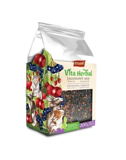 VITAPOL Vita Herbal hrana suplimentara pentru Rozatoare si iepuri, pe baza de plante, Mix de afine 200 g