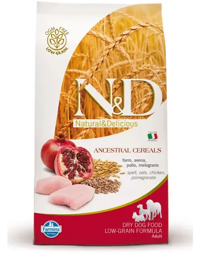 FARMINA N&D Low Grain Adult Small Hrana uscata caini, cu pui si rodie 2.5 kg