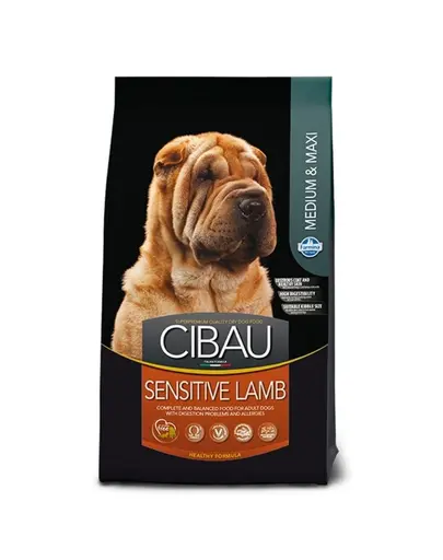 CIBAU Sensitive Lamb Medium &amp; Maxi Hrana uscata pentru caini de talie medie sau mare, cu intolerante alimentare 12 kg + 2 kg GRATIS