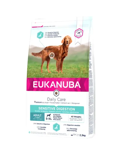 EUKANUBA Daily Care Adult Sensitive Digestion All Breeds hrana uscata caini adulti toate rasele, tract digestiv sensibil 2.3 kg