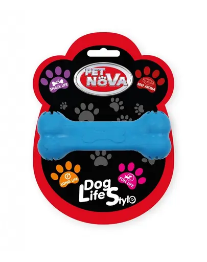 PET NOVA DOG LIFE Jucarie os pentru caini, albastru, aroma de carne de vita, 11cm